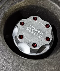 ZSPEC BILLET OIL FILLER CAP FOR NISSAN/INFINITI/DATSUN, SILVER CAP W/ TITANIUM ACCENTS