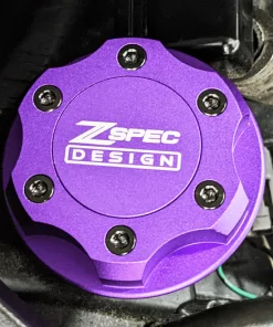 ZSPEC BILLET OIL FILLER CAP FOR NISSAN/INFINITI/DATSUN, PURPLE CAP W/ TITANIUM ACCENTS