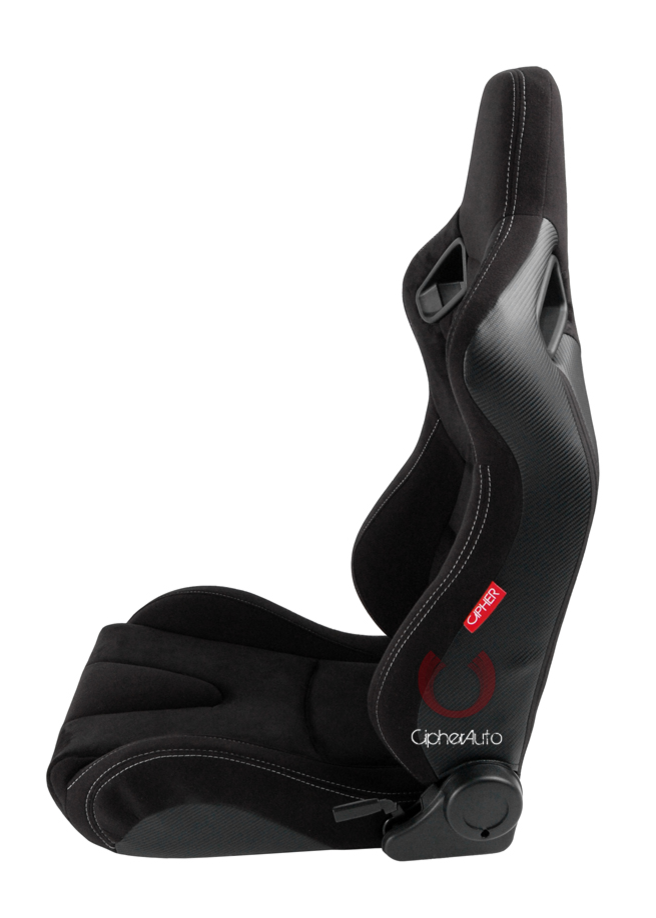 Cipher Auto - AR-9 Revo Racing Seats Black Suede & Fabric w/ carbon fiber poly backing - Pair