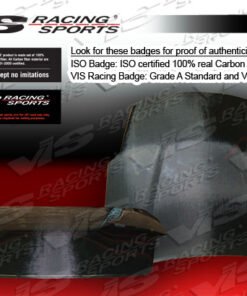 2007-2008 Nissan 350Z 2Dr Oem Style Carbon Fiber Hood. VIS Carbon Fiber Hoods and Trunks are made from 100% ISO-certified, Grade-A carbon fiber material.  All VIS Carbon Fiber Hoods and Trunks are manufactured using a two-part construction design.  The top layer is composed of carbon fiber material bonded to the hood surface with high-grade epoxy resin, andfinished with an ultra-clear (Poly Shield), UV-protective polyurethane coating for a high gloss finish.  A one-piece, smooth underside shell is fused to the top layer enhancing the product’s structural integrity.  The edges are smoothed by hands to insure good quality finish all around. In 2014, we further improved on this manufacturing process by introducing the Vacuum Infusion Process (V.I.P.), which utilizes a single-mold vacuum to produce parts that are 10-20% lighter than before while improving durability. We are transitioning our full spectrum of carbon parts to use the VIP process so that our customers can enjoy these improved products without incurring a huge cost increase.
All VIS Carbon Fiber Hoods and Trunks come with a VIS badge of authenticity. Please be sure to look for the badge when purchasing. Due to the unknown nature of the intended uses of these products, hood pins are required. These products are intended for off-road use only, unless your local and state laws state otherwise.