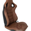 Cipher Auto -  Racing Seats Mocha Leathrette Carbon Fiber w/ Brown Stitching