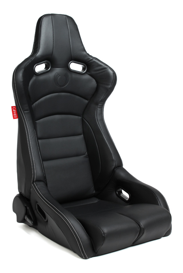 Cipher Auto - Viper Racing Seats all black PU Leatherette & Carbon Fiber PU W/ white stitching