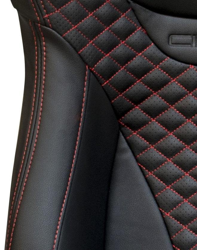 CPA2009 AR-9 Revo Racing Seats Black Leatherette Carbon Fiber with Red Diamond Stitching - Pair (NEW!)