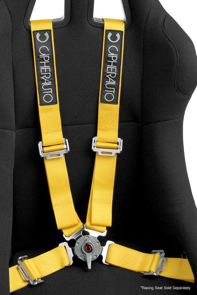 Cipher Racing Yellow 4 Point 2 Inches Camlock Quick Release Racing Harness - Pair