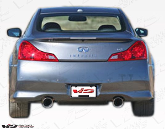 2008-2013 Infiniti G37 2dr IPL Style Rear Bumper. All Vis fiberglass Body Kits; bumpers, Lips side skirts, spoilers, and hoods are made out of a high quality fiberglass. All Body Kits come with wire mesh if applicable. Professional installation required. Picture shown is for illustration purpose only. Actual product may vary due to product enhancement. Modification of part is required to ensure proper fitment. Test fit all Body Kit parts before any modification or painting. Accessories like fog lights, driving lights, splitter, canards, add-on lip, intake scoops, or other enhancement products are not included unless specified in the product description. Intended for OFF ROAD use only.