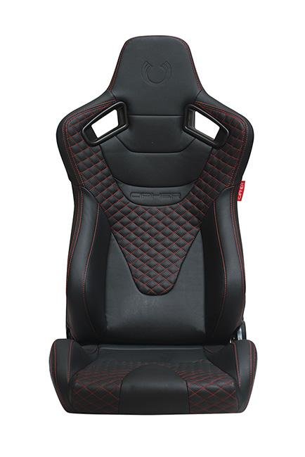 CPA2009 AR-9 Revo Racing Seats Black Leatherette Carbon Fiber with Red Diamond Stitching - Pair (NEW!)