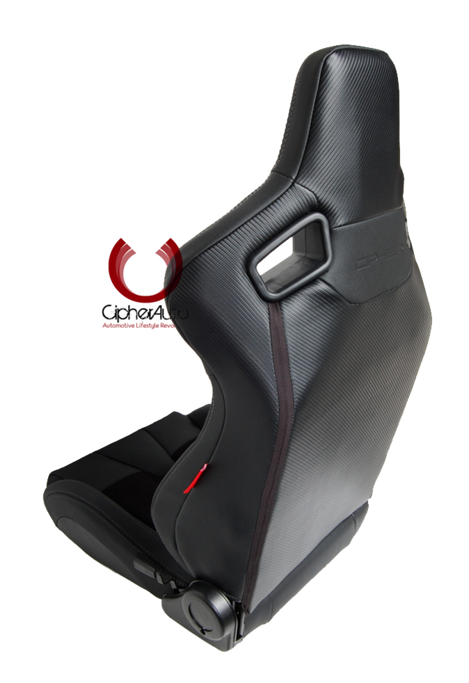 Cipher Auto - Racing Seats Black Suede & Fabric w/ Carbon Fiber Poly Backing - Pair
