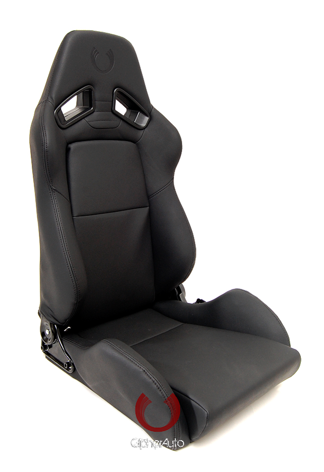 Cipher AR-8 Revo Racing Seats All Black Leatherette w/ black outer stitching -Pair