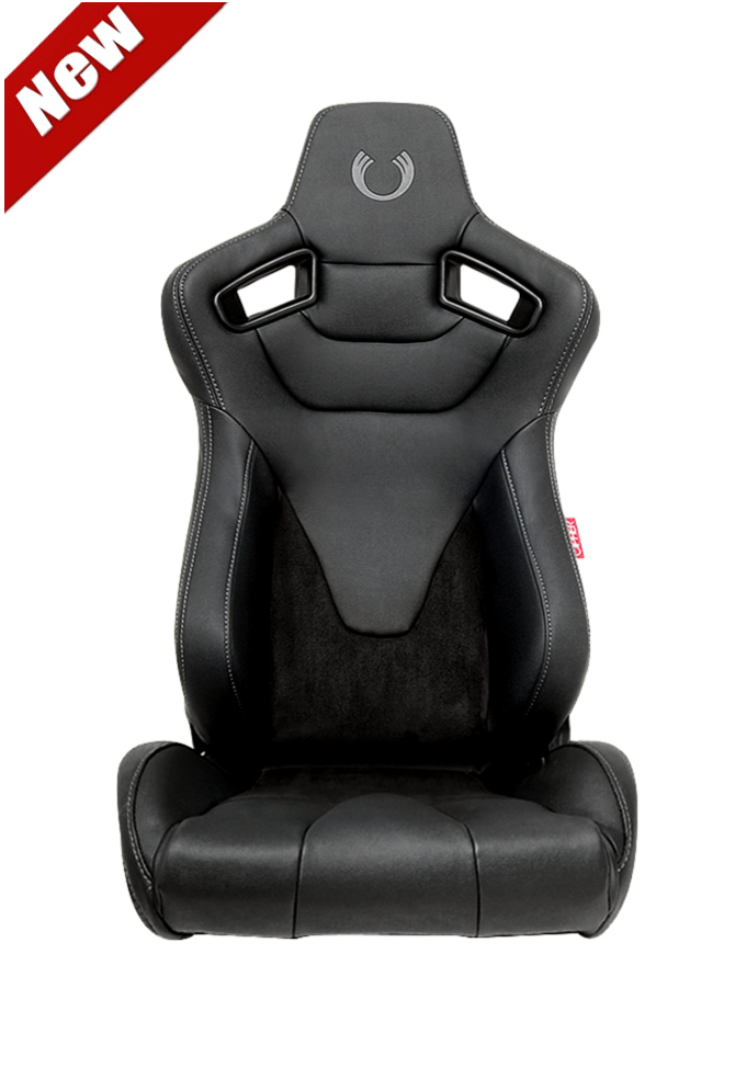 Cipher Auto - Racing Seats Black Suede & Fabric w/ Carbon Fiber Poly Backing - Pair