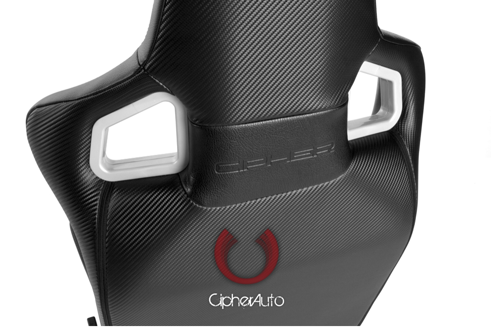 Cipher Auto - Racing Seats Black Carbon Fiber Leatherette w/ Red Stitching