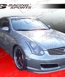 2003-2007 Infiniti G35 JDM 2dr Techno R Front Bumper. All Vis fiberglass Body Kits; bumpers, Lips side skirts, spoilers, and hoods are made out of a high quality fiberglass. All Body Kits come with wire mesh if applicable. Professional installation required. Picture shown is for illustration purpose only. Actual product may vary due to product enhancement. Modification of part is required to ensure proper fitment. Test fit all Body Kit parts before any modification or painting. Accessories like fog lights, driving lights, splitter, canards, add-on lip, intake scoops, or other enhancement products are not included unless specified in the product description. Intended for OFF ROAD use only.