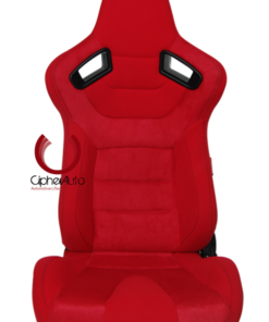 Cipher Auto - AR-9 Revo Racing Seats Red Suede & Fabric w/ Carbon Fiber Poly Backing - Pair