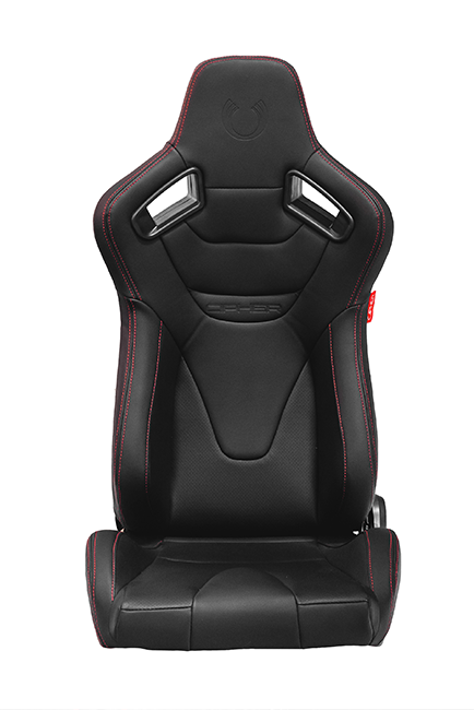 CPA2009RS Cipher Racing Seats Black Leatherette Carbon Fiber w/ Red Stitching - Pair (NEW!)