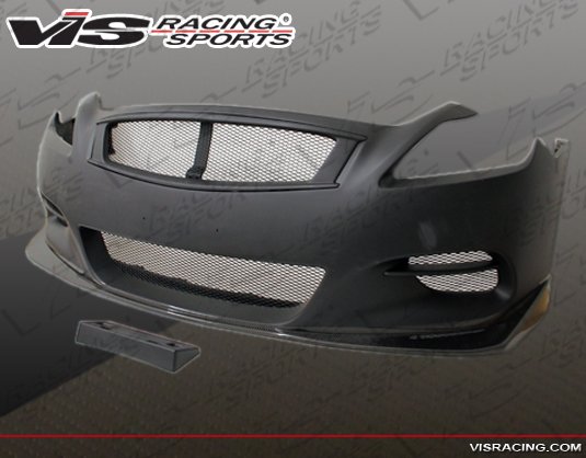 2008-2013 Infiniti G37 2dr Zelda Front Bumper with Carbon Lip. All Vis fiberglass Body Kits; bumpers, Lips side skirts, spoilers, and hoods are made out of a high quality fiberglass. All Body Kits come with wire mesh if applicable. Professional installation required. Picture shown is for illustration purpose only. Actual product may vary due to product enhancement. Modification of part is required to ensure proper fitment. Test fit all Body Kit parts before any modification or painting. Accessories like fog lights, driving lights, splitter, canards, add-on lip, intake scoops, or other enhancement products are not included unless specified in the product description. Intended for OFF ROAD use only.