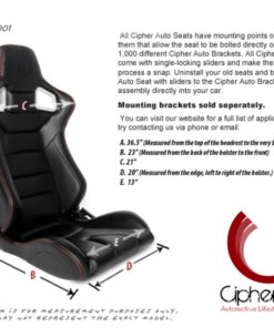 Cipher Auto - Racing Seats Gray Leatherette Carbon Fiber w/ dark grey stitching
