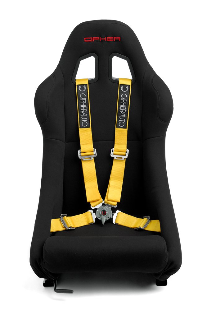 Cipher Racing Yellow 4 Point 2 Inches Camlock Quick Release Racing Harness - Pair