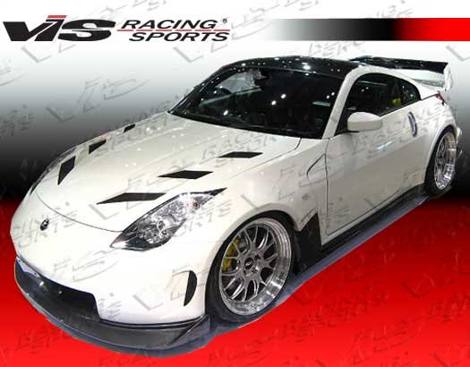 2003-2008 Nissan 350Z 2dr AMS WideBody Front Bumper. All Vis fiberglass Body Kits; bumpers, Lips side skirts, spoilers, and hoods are made out of a high quality fiberglass. All Body Kits come with wire mesh if applicable. Professional installation required. Picture shown is for illustration purpose only. Actual product may vary due to product enhancement. Modification of part is required to ensure proper fitment. Test fit all Body Kit parts before any modification or painting. Accessories like fog lights, driving lights, splitter, canards, add-on lip, intake scoops, or other enhancement products are not included unless specified in the product description. Intended for OFF ROAD use only.
