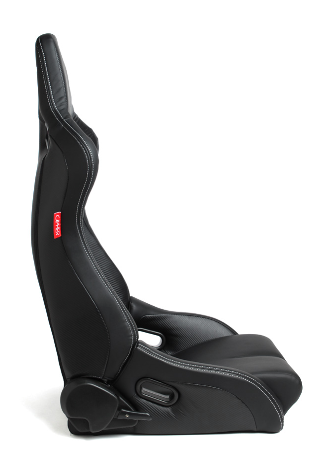 Cipher Auto - Viper Racing Seats all black PU Leatherette & Carbon Fiber PU W/ white stitching