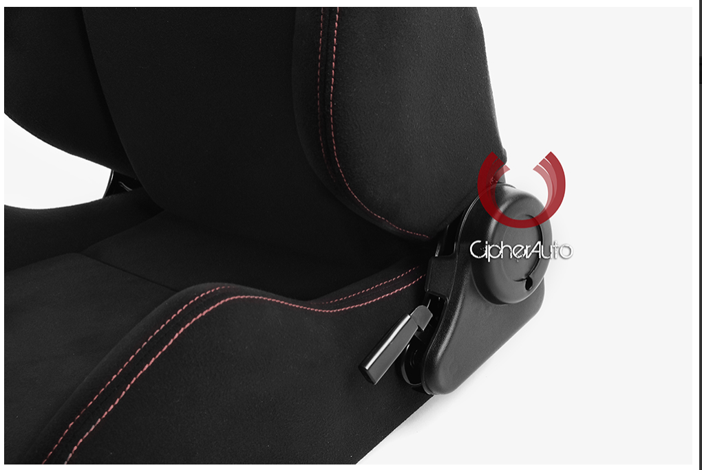 Cipher Auto - AR-8 Revo Racing Seats All Black Fabric w/red outer stitching - Pair