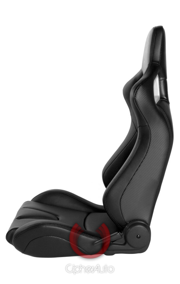 Cipher Auto - Racing Seats Black Leatherette Carbon Fiber w/ black stitching