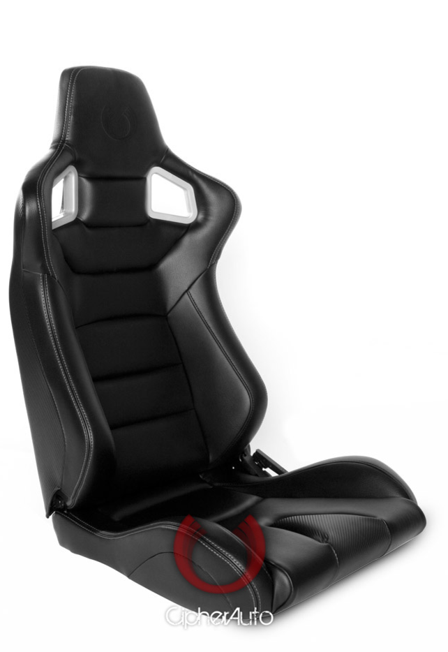 Cipher Auto - Racing Seats black w/ white stitching