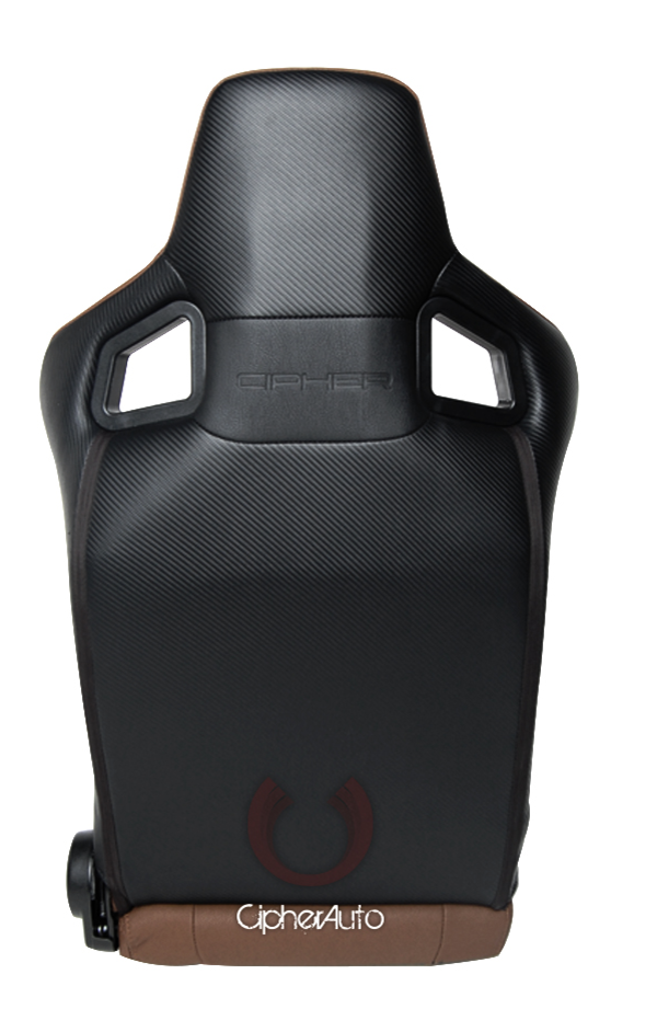 Cipher Auto -  Racing Seats Mocha Leathrette Carbon Fiber w/ Brown Stitching