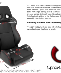 Cipher Auto - AR-8 Revo Racing Seats all black leatherette w/ red outer stitching
