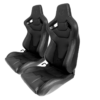 Cipher Racing Seats Black Suede & Fabric w/ Carbon Fiber Poly Backing - Pair